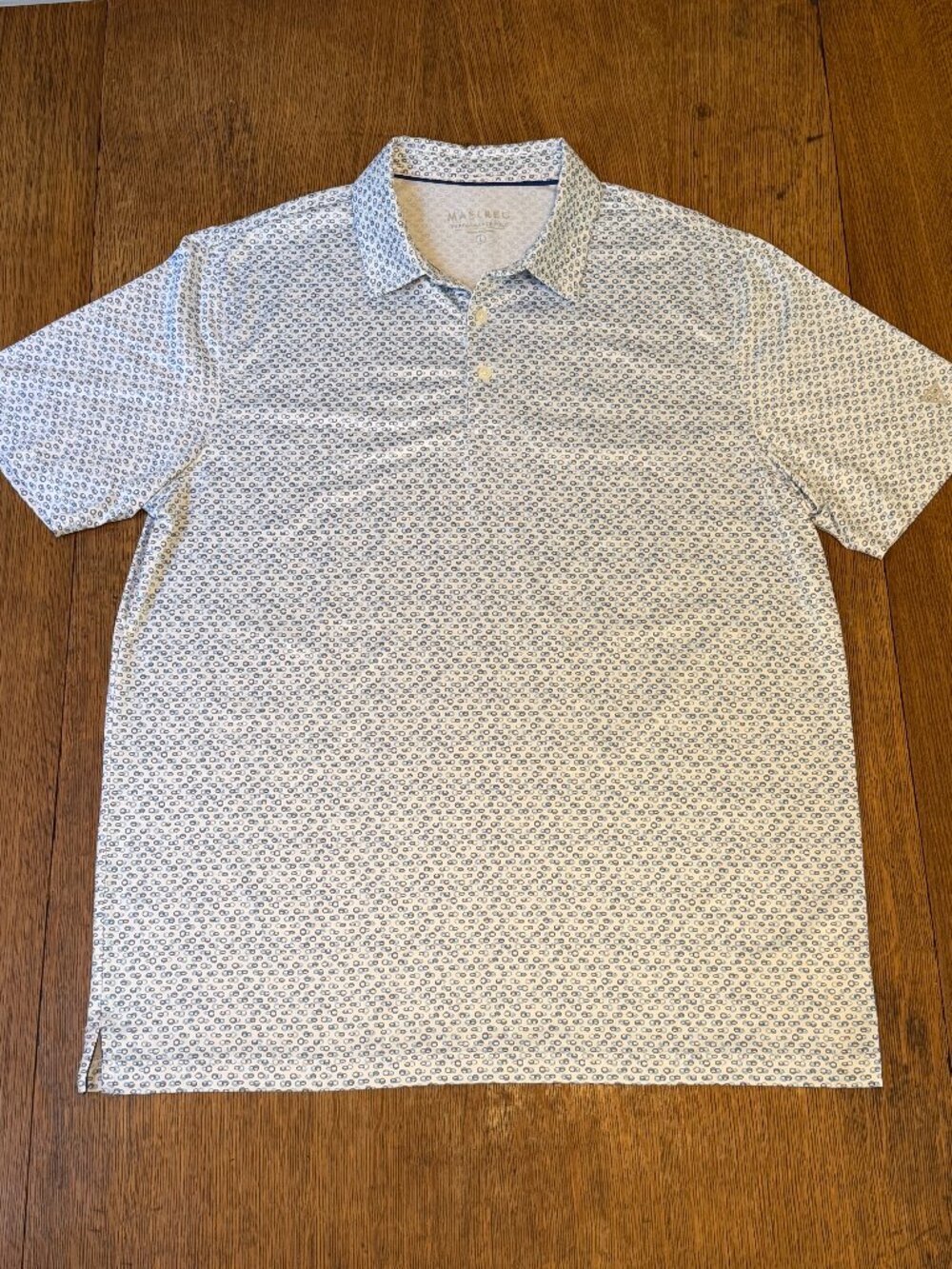 MAELREG Men's Short Sleeve Golf Dry Fit Polo Shirt - Large, Blue Loop Chain Patt
